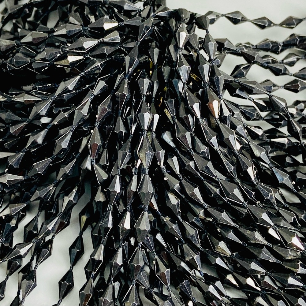 Vintage Mod Large Cascading Fringe Brooch Black Beaded Pin - Picture 7 of 13